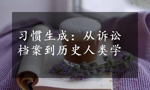 习惯生成：从诉讼档案到历史人类学