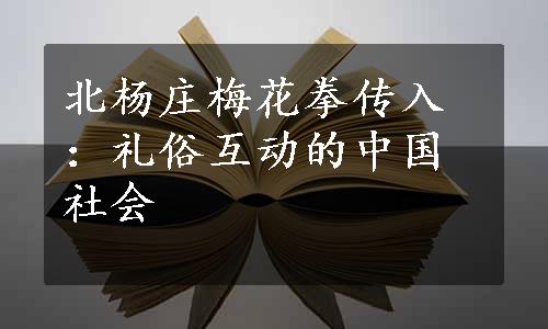 北杨庄梅花拳传入：礼俗互动的中国社会