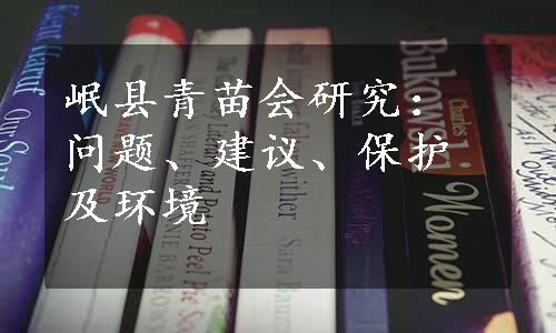 岷县青苗会研究：问题、建议、保护及环境