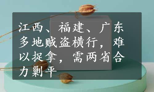 江西、福建、广东多地贼盗横行，难以捉拿，需两省合力剿平