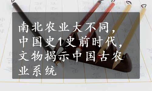 南北农业大不同，中国史1史前时代，文物揭示中国古农业系统