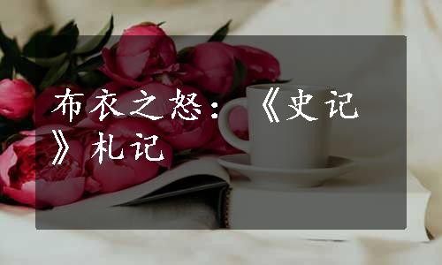 布衣之怒：《史记》札记