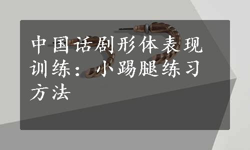 中国话剧形体表现训练：小踢腿练习方法