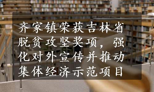 齐家镇荣获吉林省脱贫攻坚奖项，强化对外宣传并推动集体经济示范项目