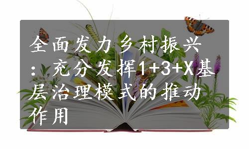 全面发力乡村振兴：充分发挥1+3+X基层治理模式的推动作用