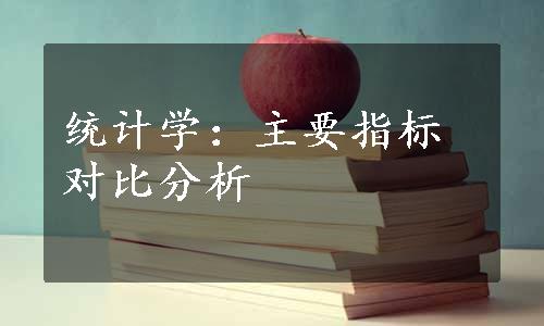 统计学：主要指标对比分析