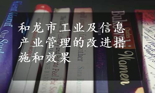 和龙市工业及信息产业管理的改进措施和效果