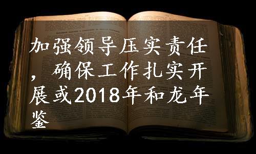 加强领导压实责任，确保工作扎实开展或2018年和龙年鉴