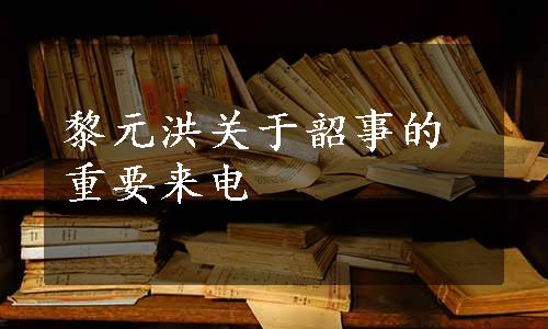 黎元洪关于韶事的重要来电