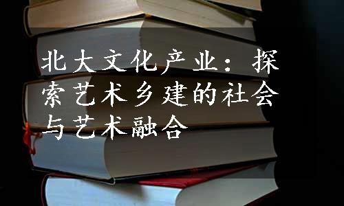 北大文化产业：探索艺术乡建的社会与艺术融合