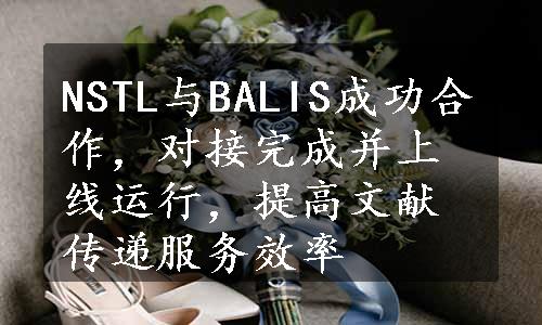 NSTL与BALIS成功合作，对接完成并上线运行，提高文献传递服务效率