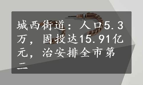 城西街道：人口5.3万，固投达15.91亿元，治安排全市第二