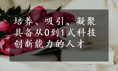 培养、吸引、凝聚具备从0到1式科技创新能力的人才