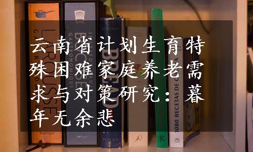 云南省计划生育特殊困难家庭养老需求与对策研究：暮年无余悲