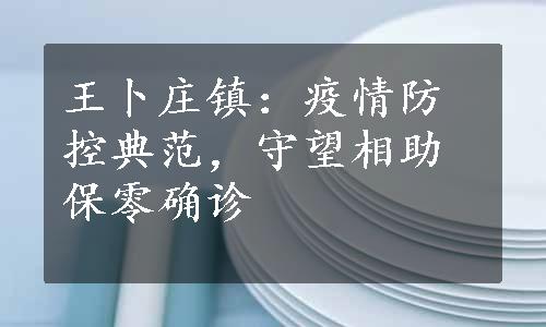 王卜庄镇：疫情防控典范，守望相助保零确诊