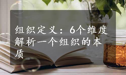 组织定义：6个维度解析一个组织的本质