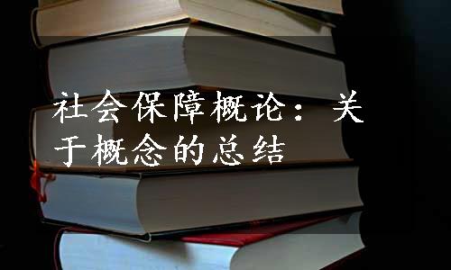 社会保障概论：关于概念的总结