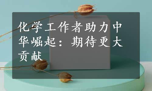 化学工作者助力中华崛起：期待更大贡献