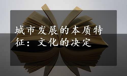 城市发展的本质特征：文化的决定