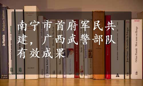 南宁市首府军民共建，广西武警部队有效成果