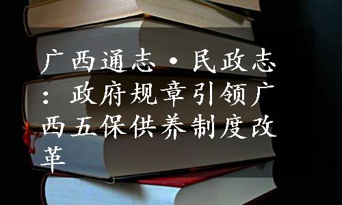 广西通志·民政志：政府规章引领广西五保供养制度改革