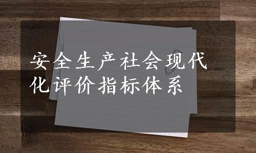 安全生产社会现代化评价指标体系