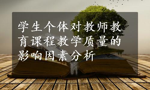 学生个体对教师教育课程教学质量的影响因素分析