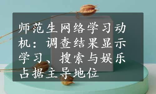 师范生网络学习动机：调查结果显示学习、搜索与娱乐占据主导地位