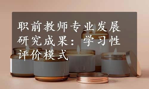 职前教师专业发展研究成果：学习性评价模式