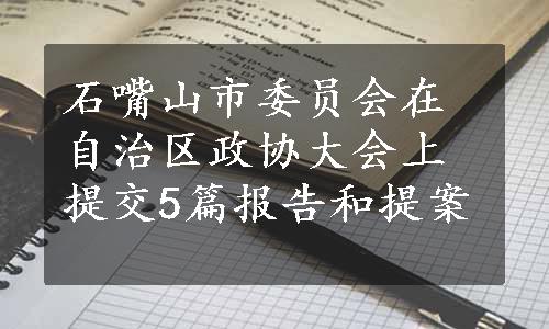 石嘴山市委员会在自治区政协大会上提交5篇报告和提案