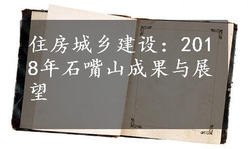 住房城乡建设：2018年石嘴山成果与展望