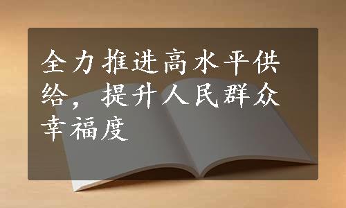 全力推进高水平供给，提升人民群众幸福度