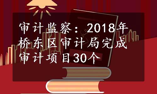 审计监察：2018年桥东区审计局完成审计项目30个