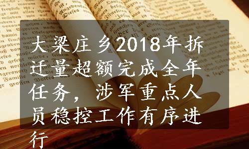 大梁庄乡2018年拆迁量超额完成全年任务，涉军重点人员稳控工作有序进行