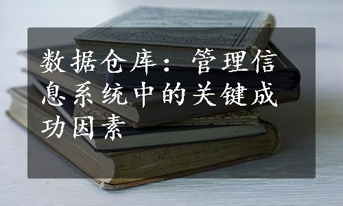 数据仓库：管理信息系统中的关键成功因素