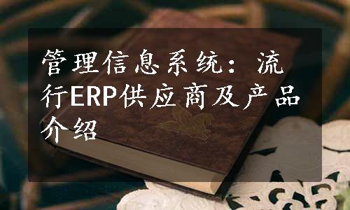 管理信息系统：流行ERP供应商及产品介绍