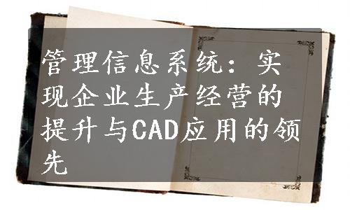 管理信息系统：实现企业生产经营的提升与CAD应用的领先