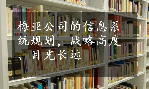 梅亚公司的信息系统规划，战略高度、目光长远