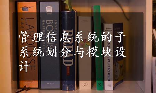 管理信息系统的子系统划分与模块设计