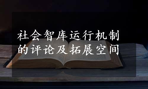 社会智库运行机制的评论及拓展空间