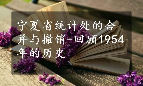 宁夏省统计处的合并与撤销-回顾1954年的历史