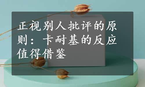 正视别人批评的原则：卡耐基的反应值得借鉴