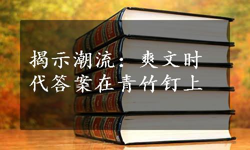 揭示潮流：爽文时代答案在青竹钉上