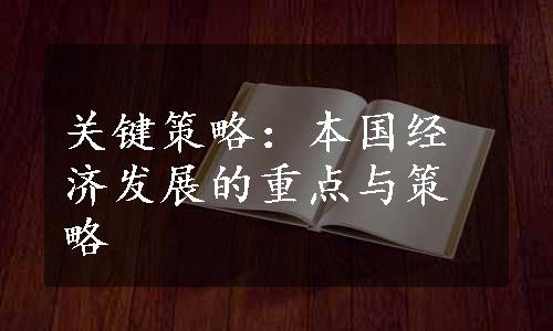 关键策略：本国经济发展的重点与策略