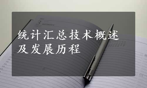 统计汇总技术概述及发展历程