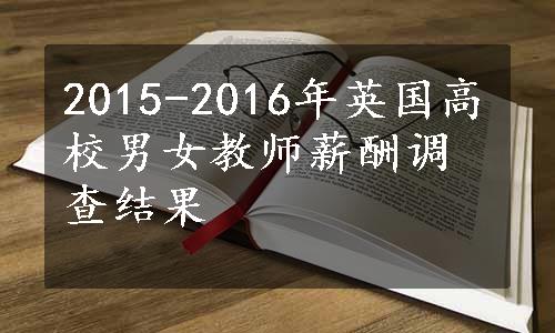 2015-2016年英国高校男女教师薪酬调查结果