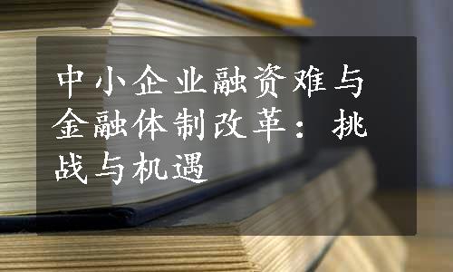 中小企业融资难与金融体制改革：挑战与机遇