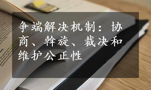 争端解决机制：协商、斡旋、裁决和维护公正性