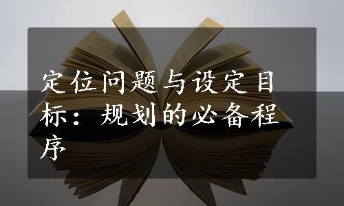 定位问题与设定目标：规划的必备程序