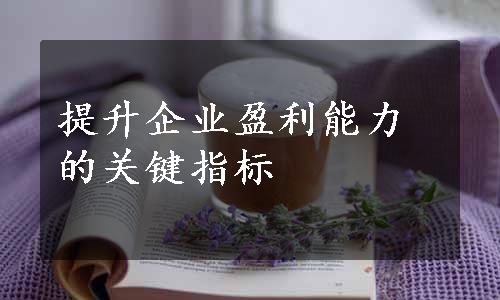 提升企业盈利能力的关键指标